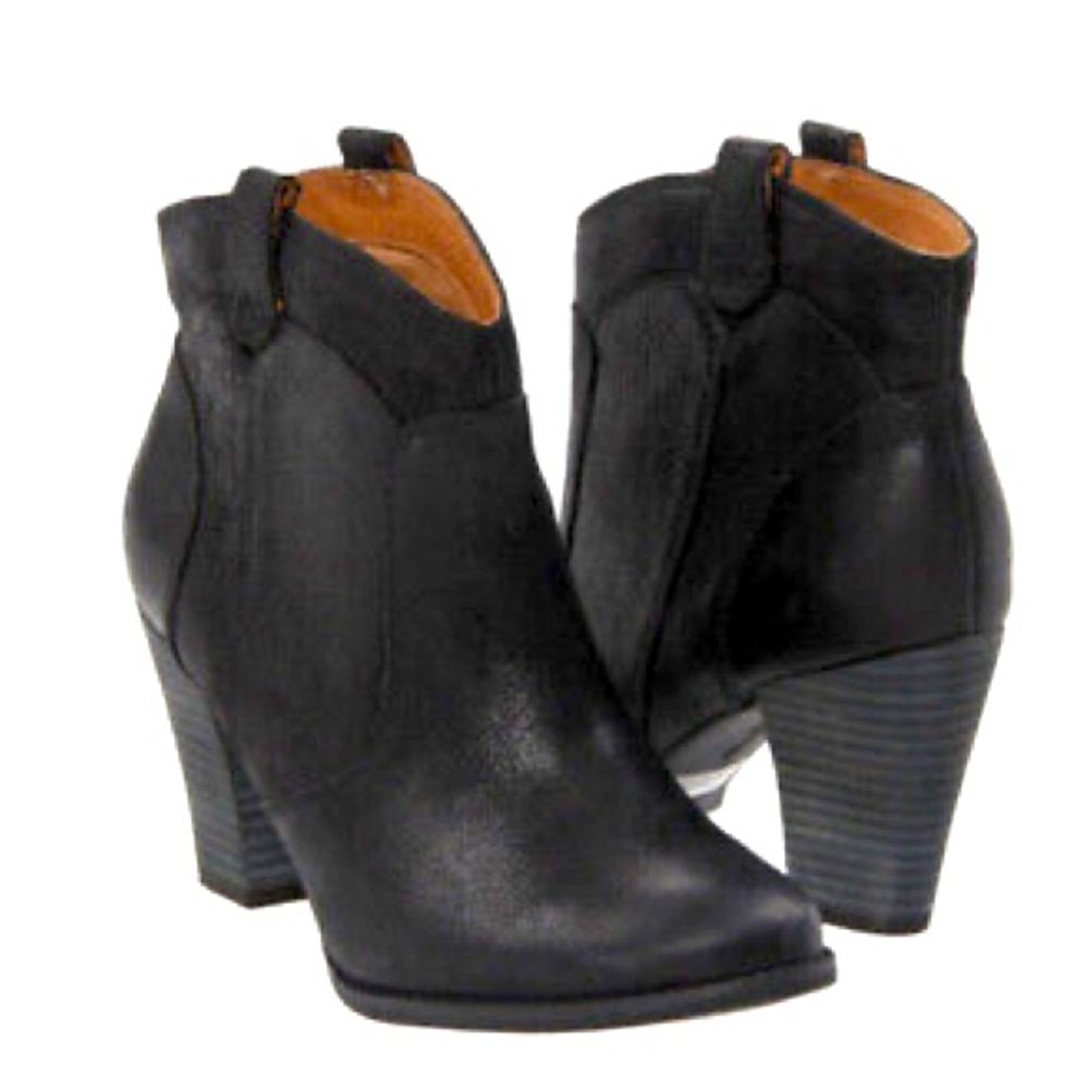 INDIGO by CLARKS | black aged patina western ankle boots/booties